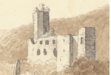 Burgruine Gräfenstein, Ansicht von Nordosten, 1837, Zeichnung von N.N.