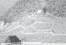 Ruine des Vigilienturms 1787. Vergrößerter Ausschnitt eines Steindrucks, betitelt „Dürkheim von der Morgenseite“, auf Stein gezeichnet von F. Fritsch, lithogr. von Johann Rieger