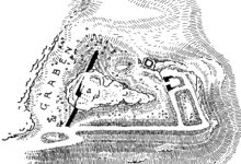 Burgruine Wildenstein, Schnitt und Grundriss, vor 1938 (aus: KD KIB 1938, S. 325, Abb. 266)