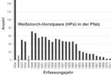 Abb. 2: Bestandsentwicklung des Weißstorchs in der Pfalz vor dem Aussterben und nach der Wiederbesiedelung.